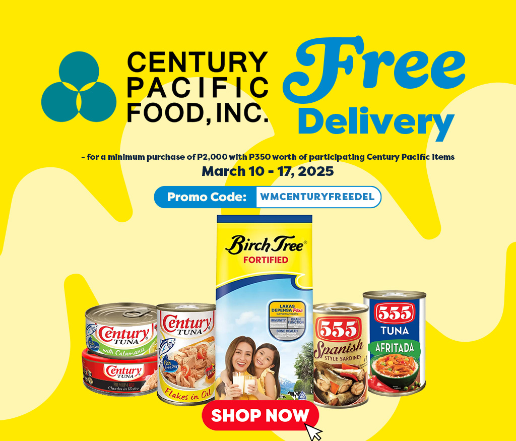 FREE DELIVERY, Promo code , Century , Shop now , Century pacific food inc.